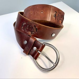 Vintage Buckle Genuine Leather 3D Roses & Jewels Brown M